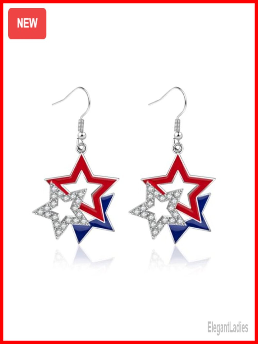 Patriotic American Flag Star Drop Dangle Earrings Women Gift